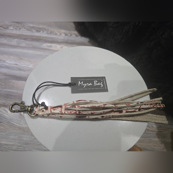 NWT Myra Leather Fringe Pathos Key Fob - Picture 1 of 3